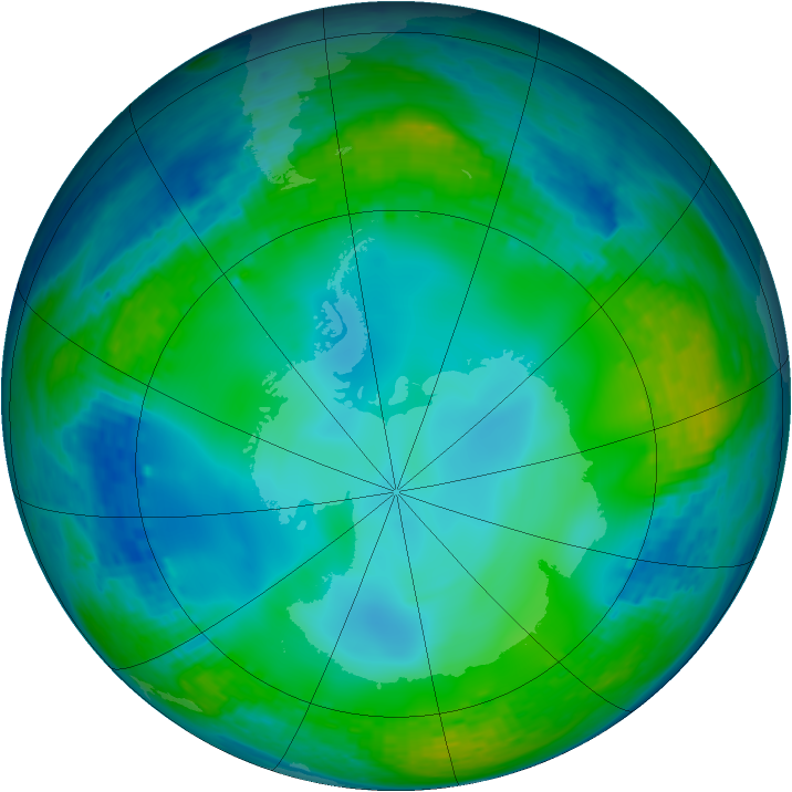 Antarctic ozone map for 03 July 2004